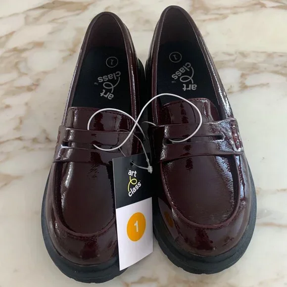 Art Class Girls Celia Slip-On Loafers Burgundy Size 1 - NWT - Picture 1 of 6
